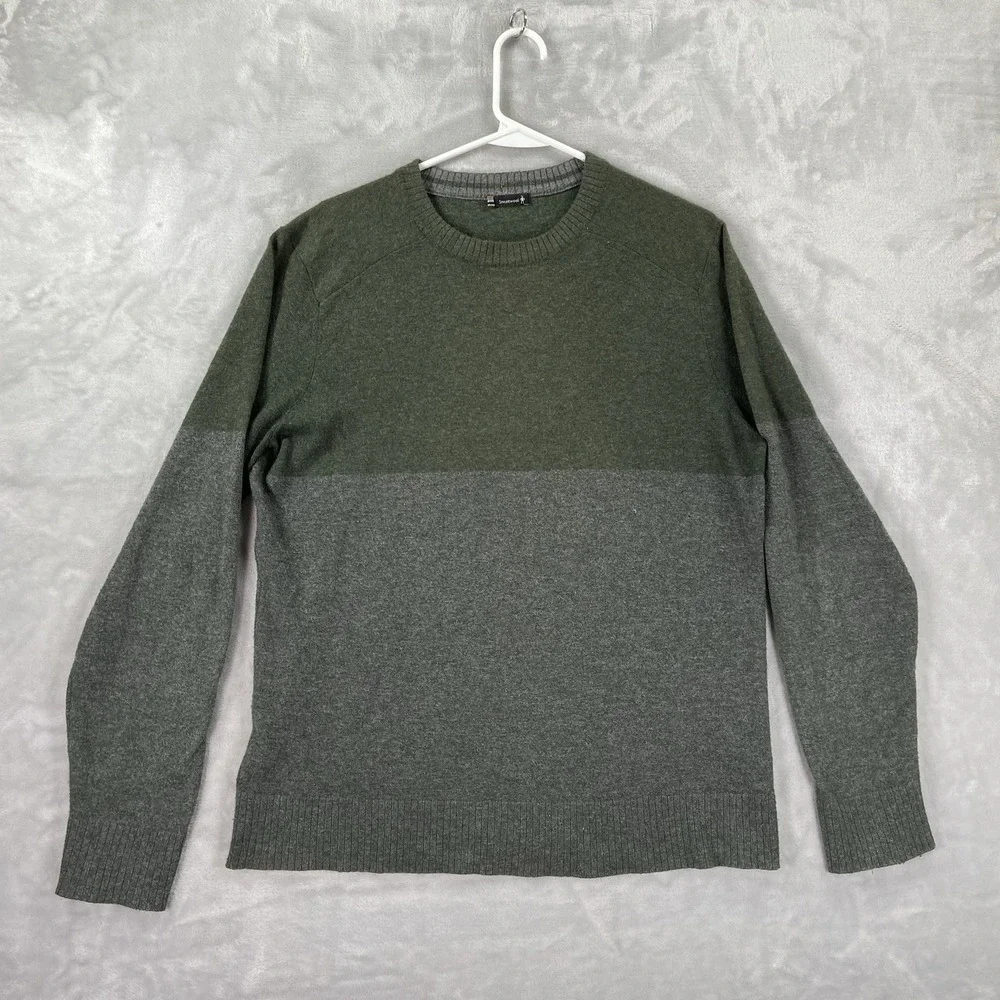 SmartWool Sweater Mens Large Sparwood Crew Neck Pullover Merino Wool Blend Green